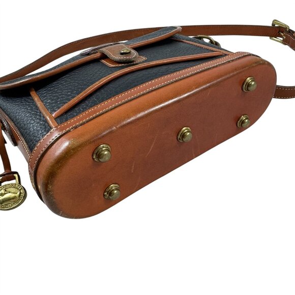 Dooney & Bourke Dover Bag Purse Black & Brown Pebbled Leather Duck Logo Vintage - Picture 8 of 12